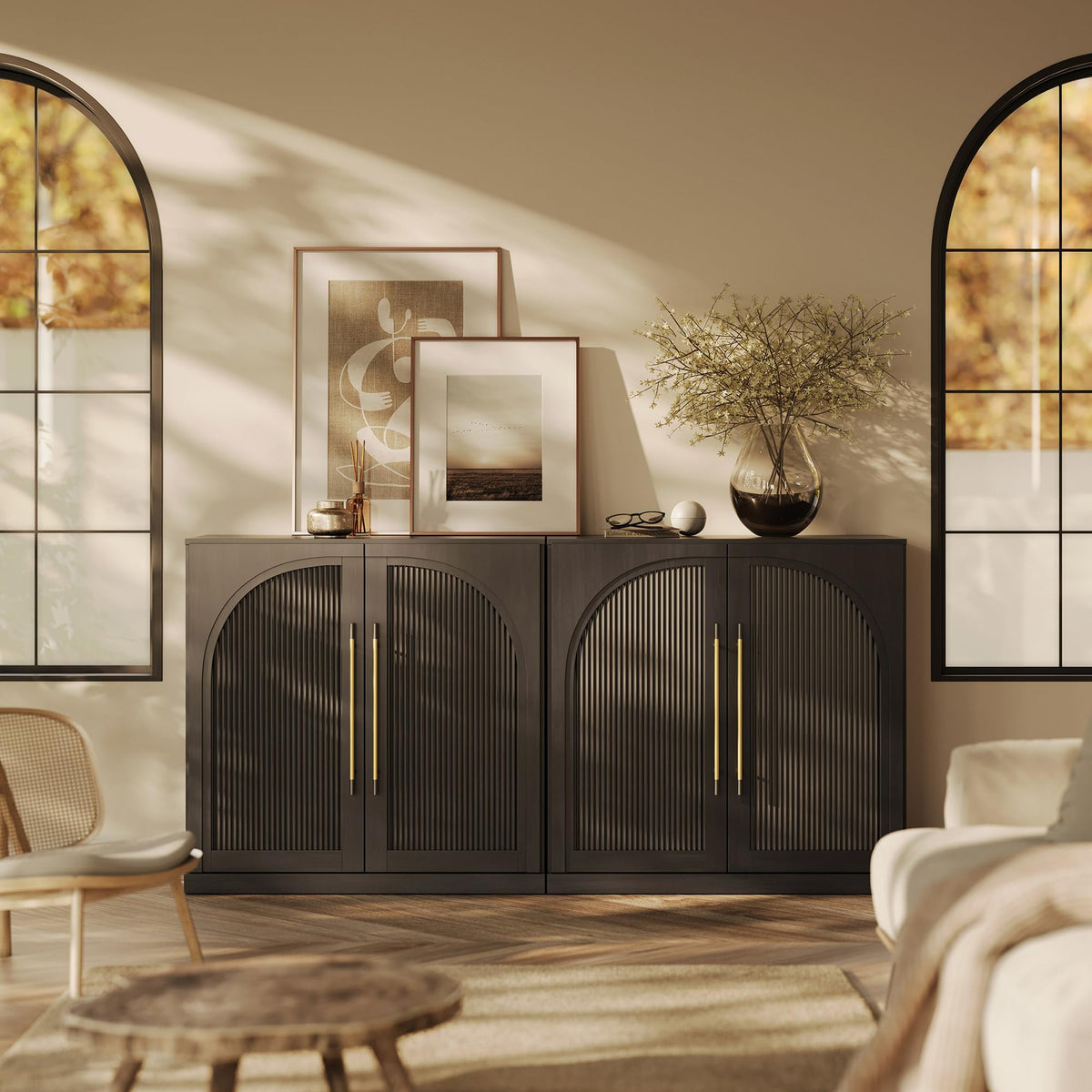 65-Inch Fluted Buffet Cabinet