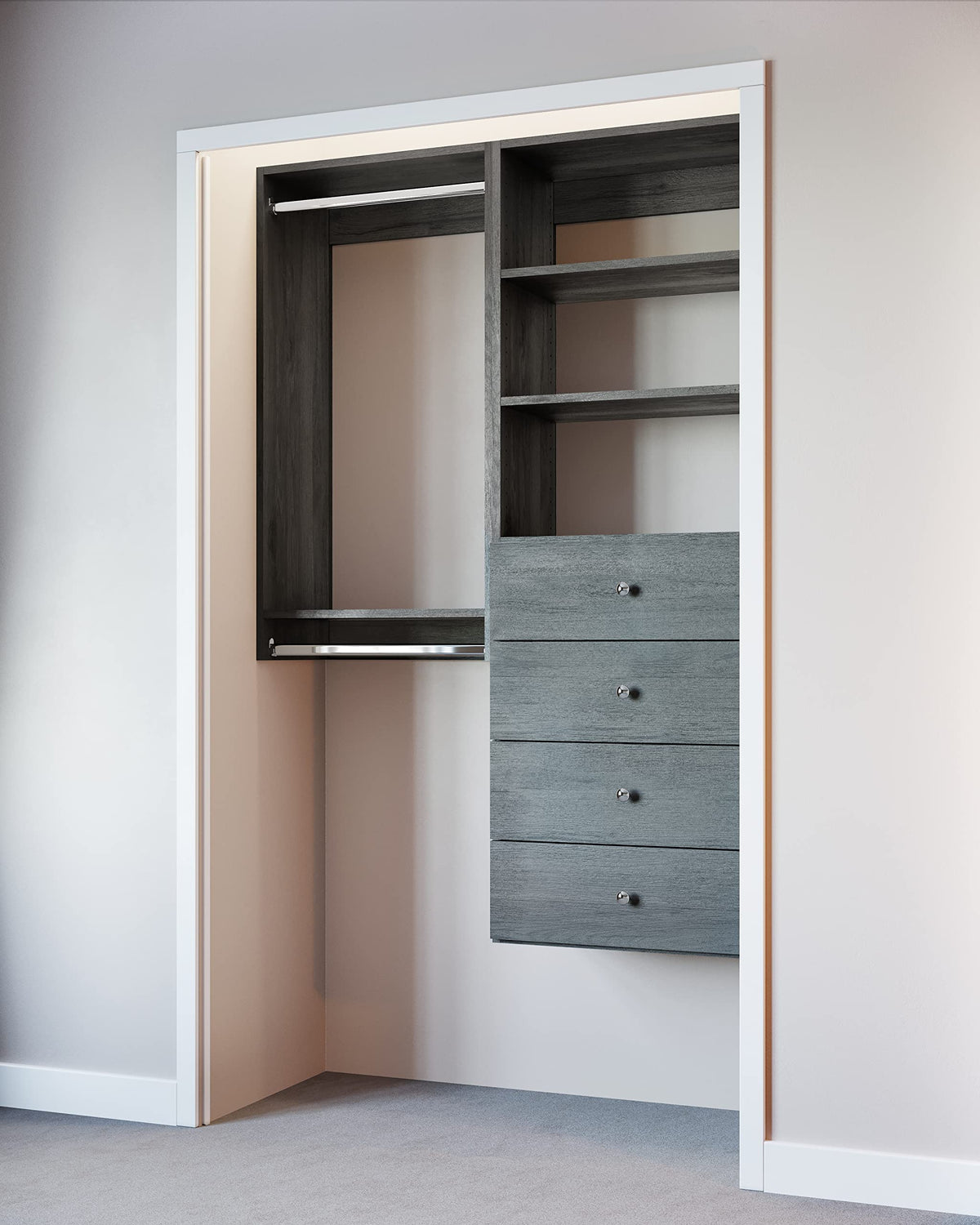 Adjustable Closet Organizer with Drawers