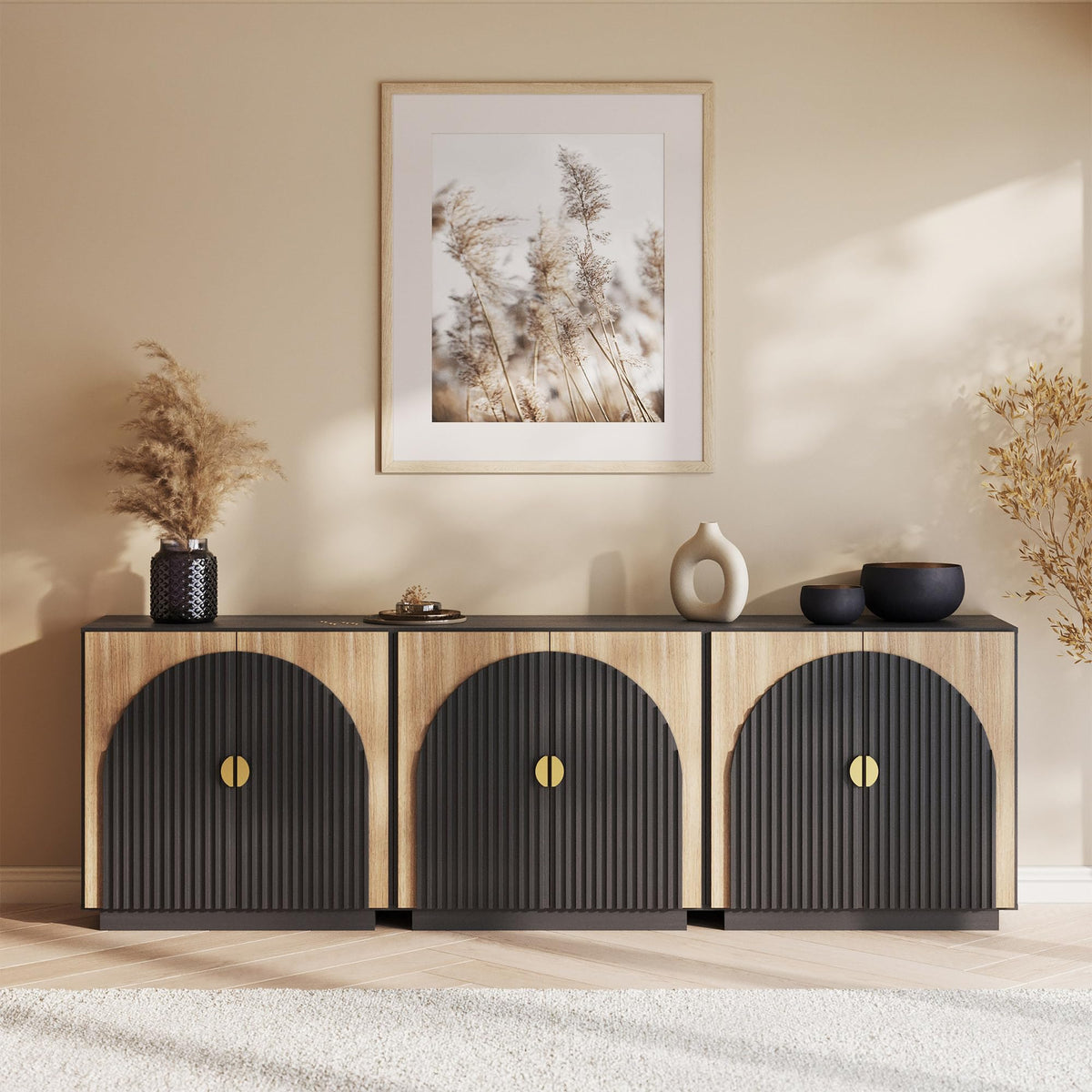 65-Inch Fluted Buffet Cabinet