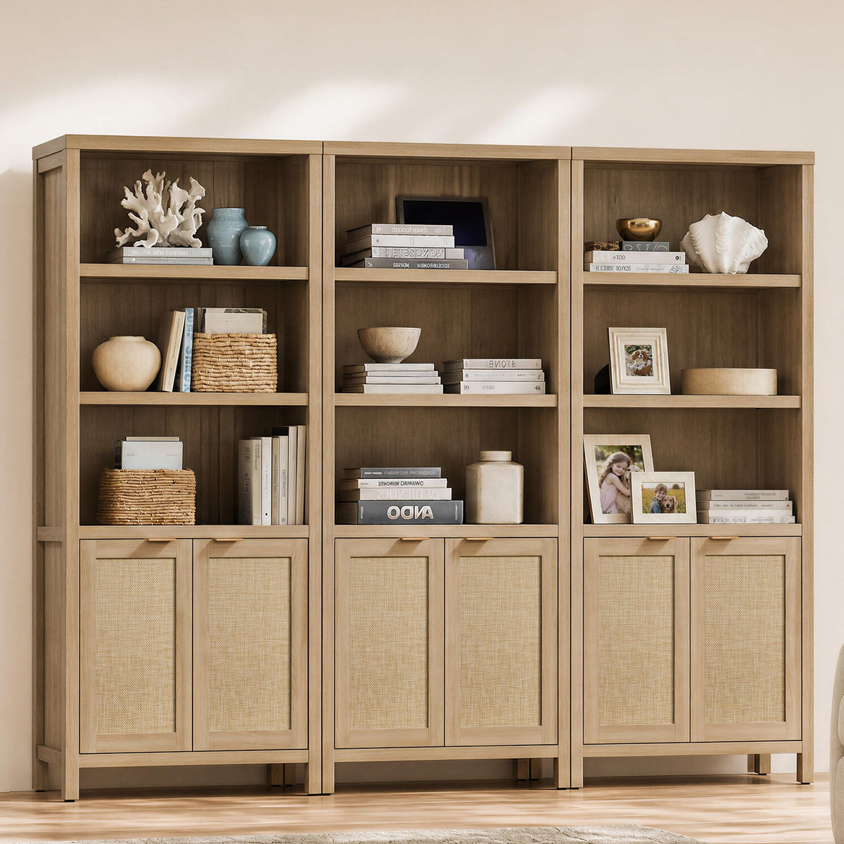 5-Tier Rattan Door Bookcase