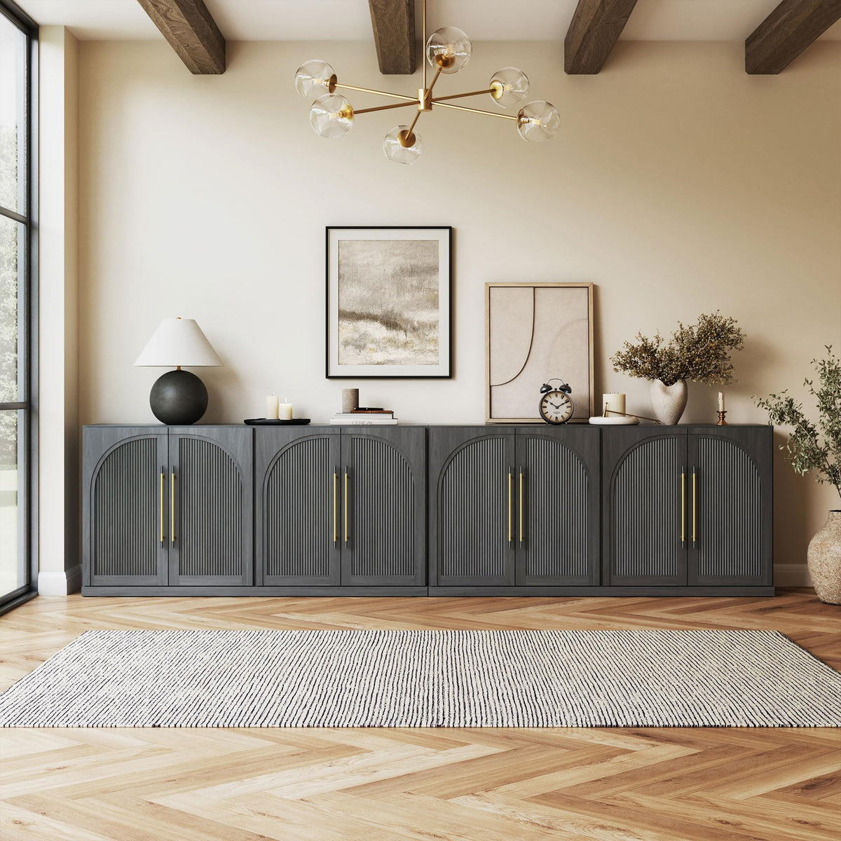 65-Inch Fluted Buffet Cabinet