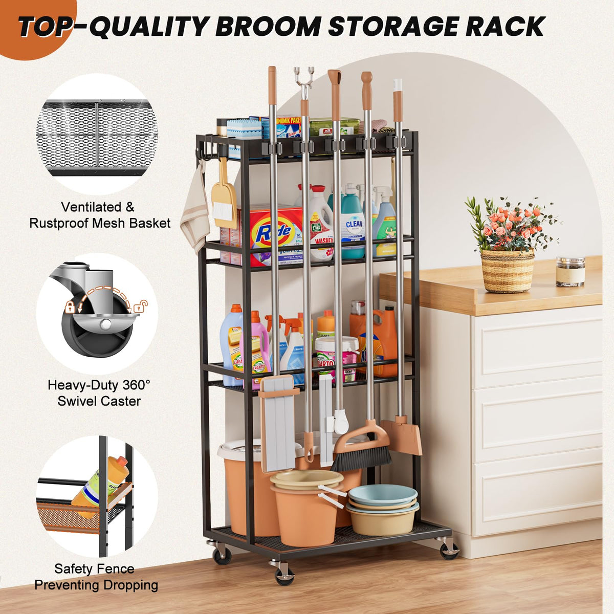 Slim Rolling Cleaning Cart