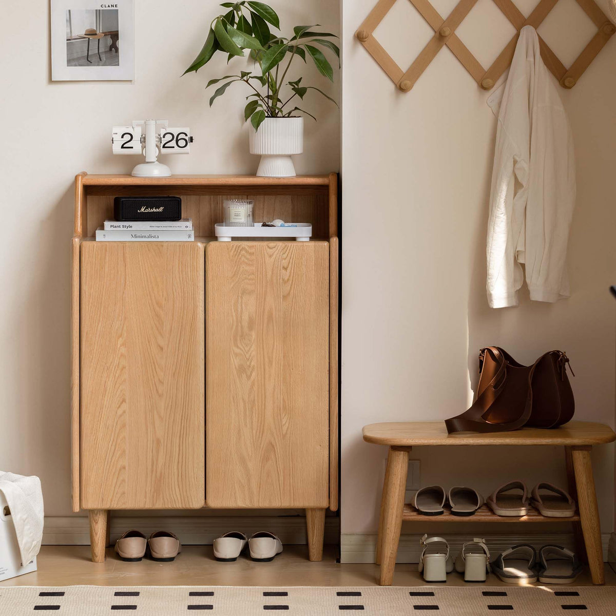 Solid Wood Adjustable Shoe Cabinet