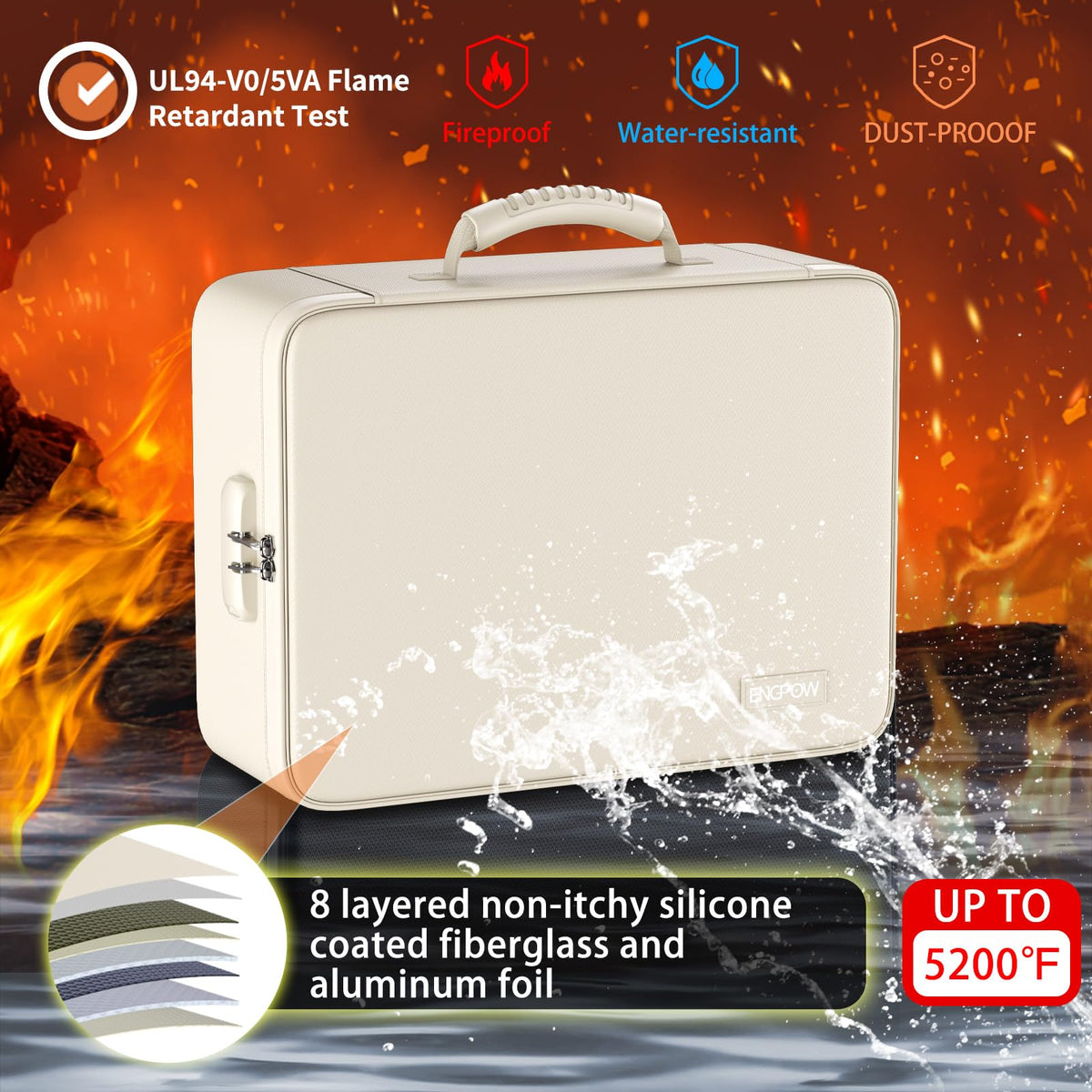 Fire-Resistant Accordion File Bag