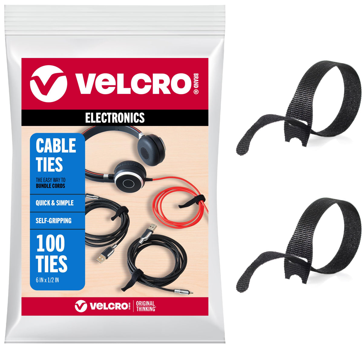 Reusable Hook-and-Loop Cable Ties