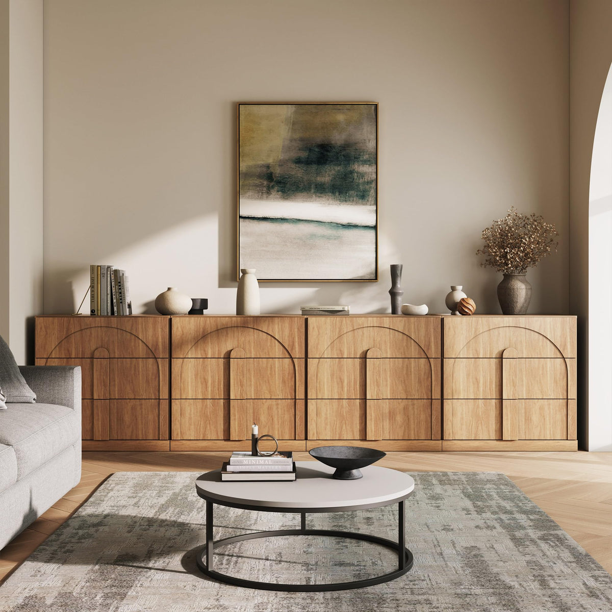 65-Inch Fluted Buffet Cabinet
