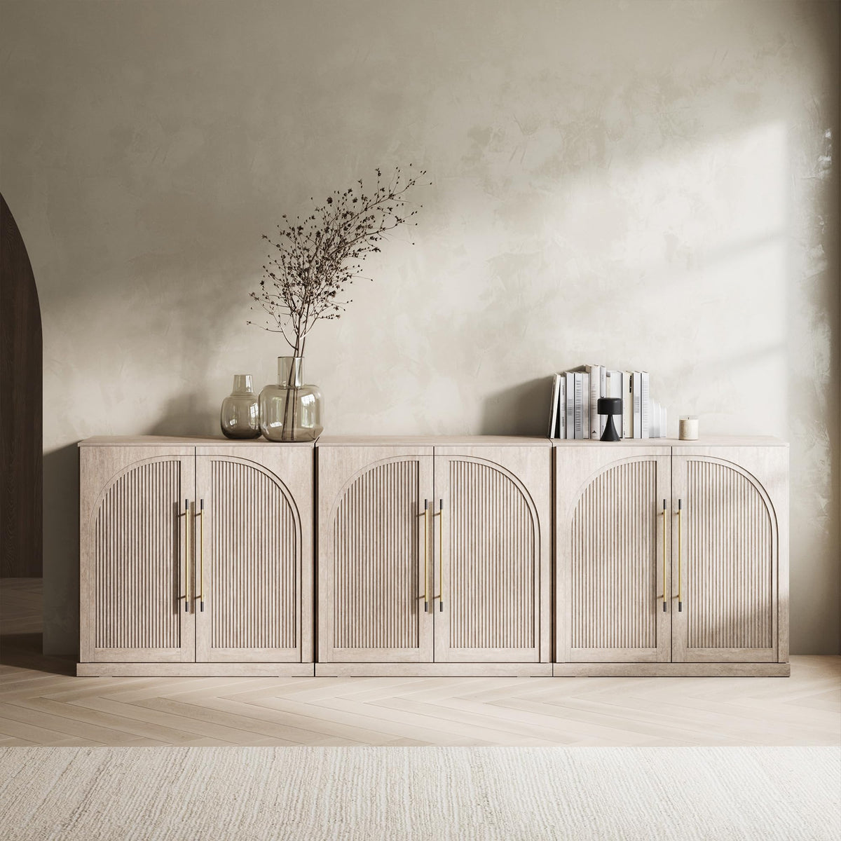 65-Inch Fluted Buffet Cabinet