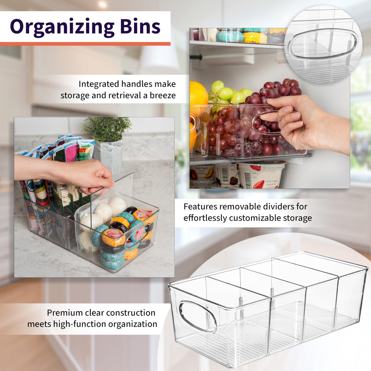 Divided Refrigerator Storage Bins