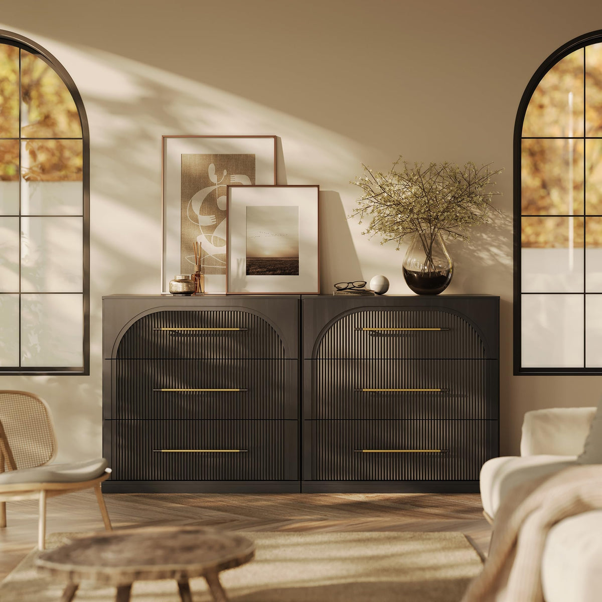 65-Inch Fluted Buffet Cabinet