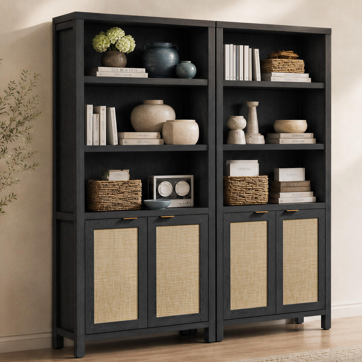5-Tier Rattan Door Bookcase