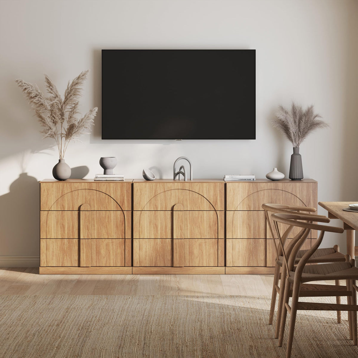65-Inch Fluted Buffet Cabinet