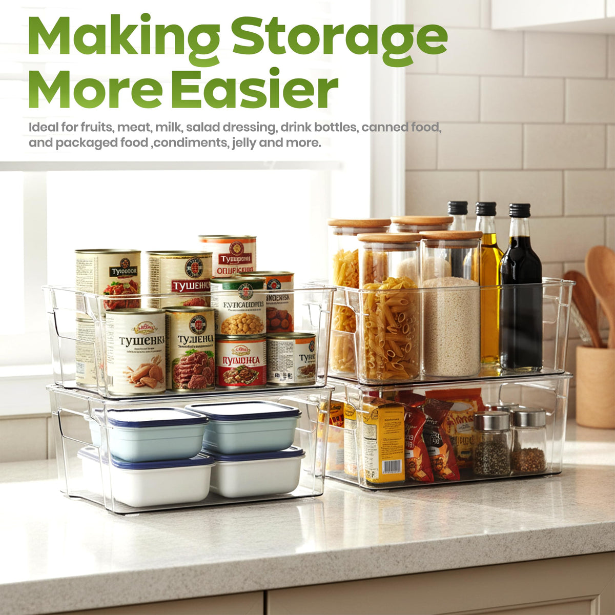 8-Pack Refrigerator Organizer Bins