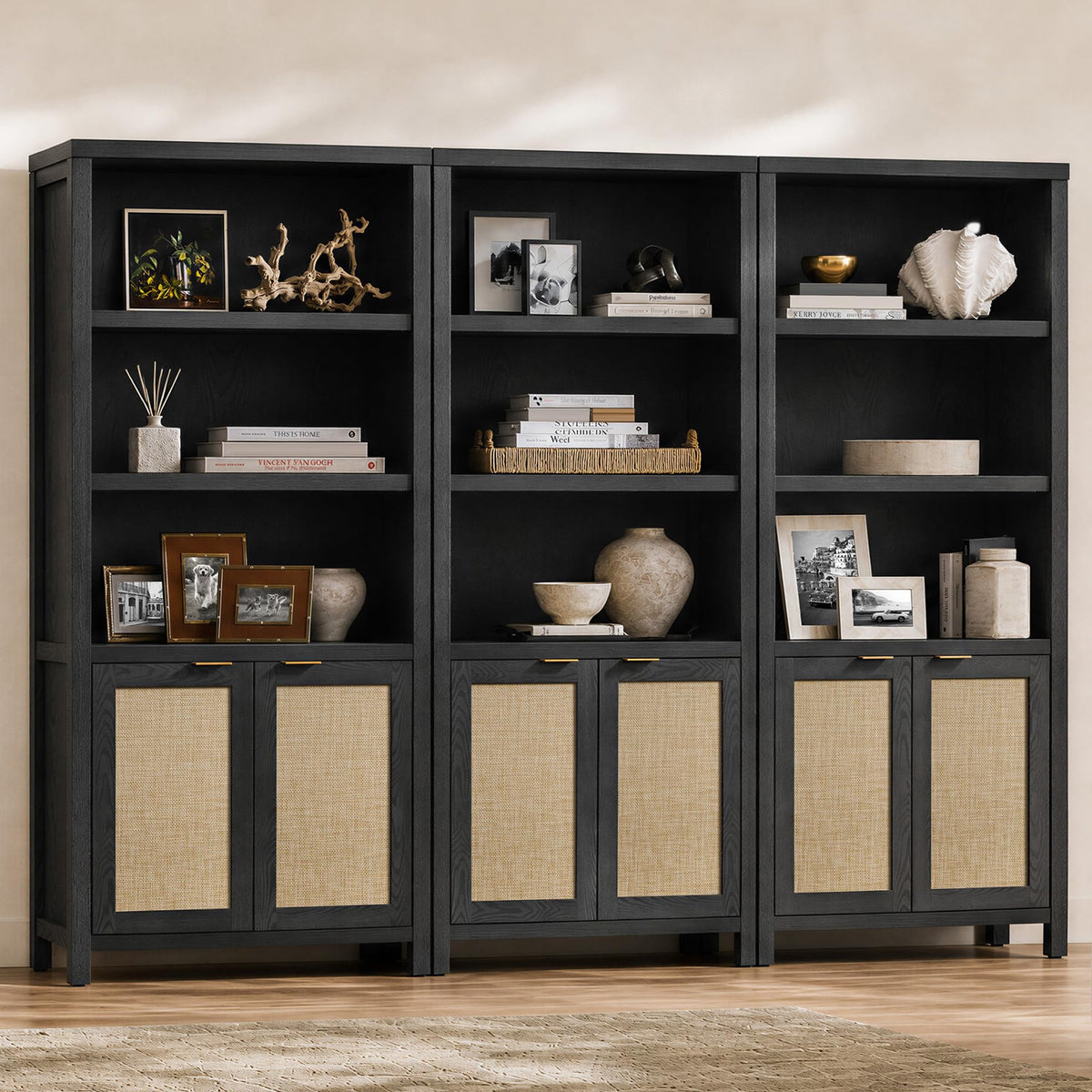 5-Tier Rattan Door Bookcase