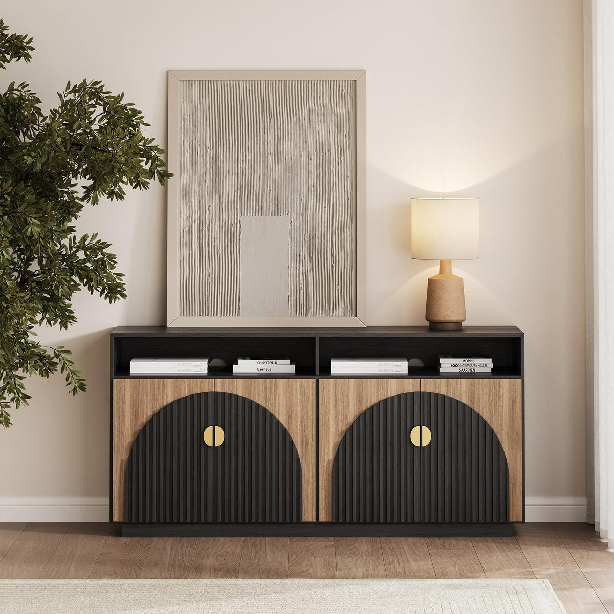 65-Inch Fluted Buffet Cabinet
