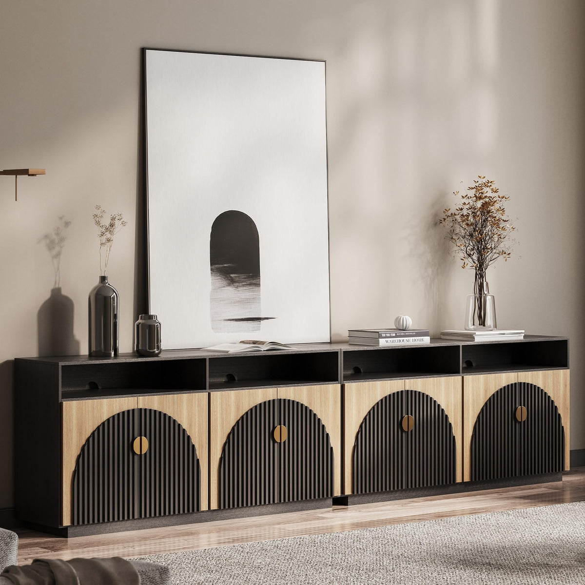 65-Inch Fluted Buffet Cabinet
