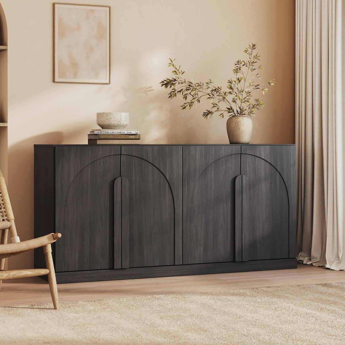65-Inch Fluted Buffet Cabinet