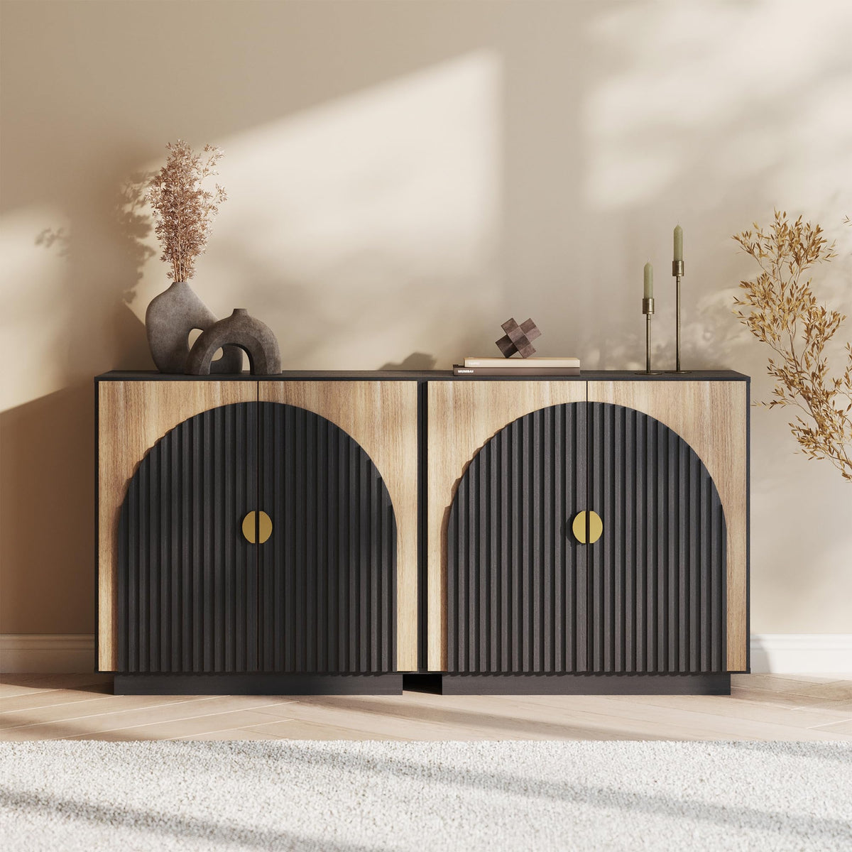 65-Inch Fluted Buffet Cabinet