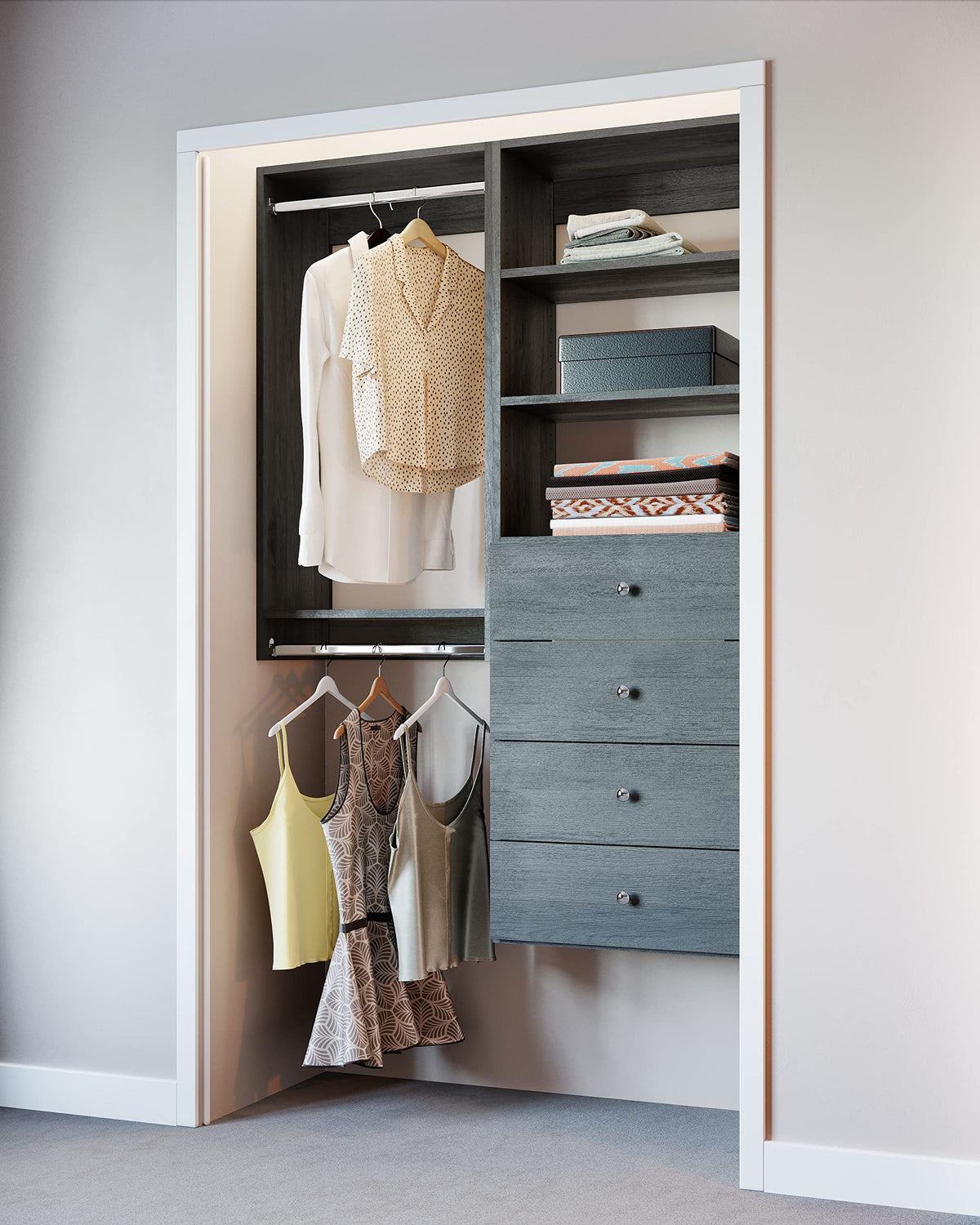 Adjustable Closet Organizer with Drawers
