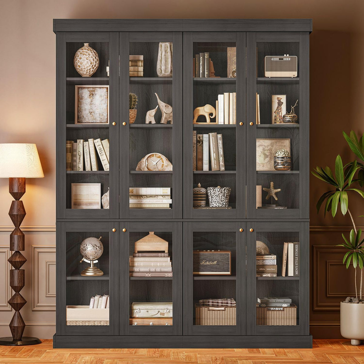 70.8-Inch Glass-Door Bookcase