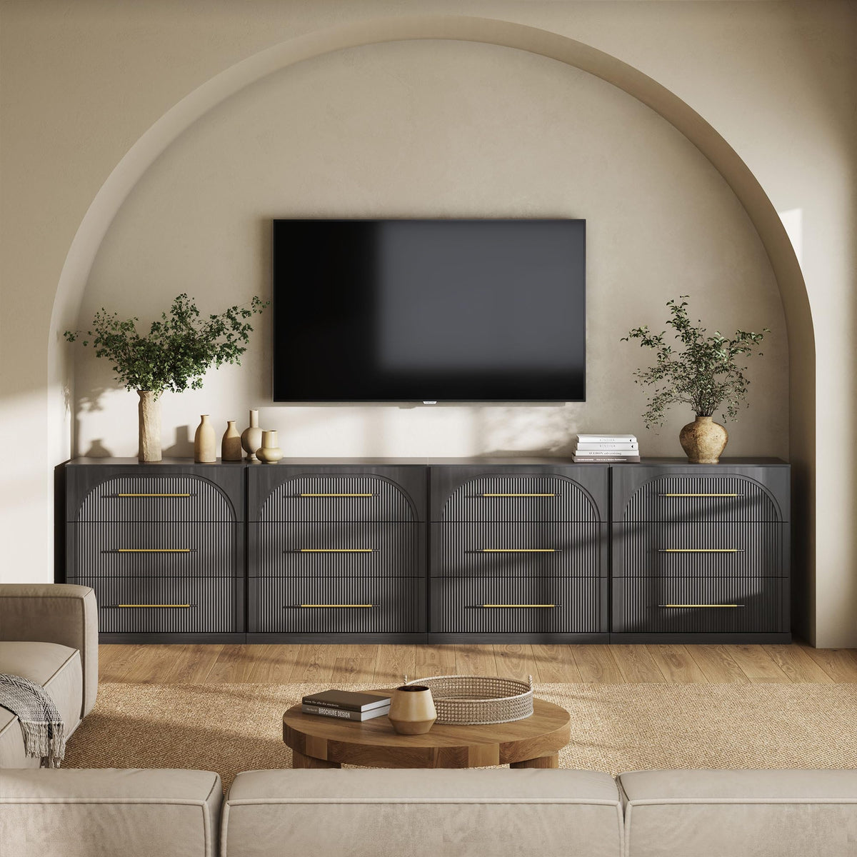 65-Inch Fluted Buffet Cabinet