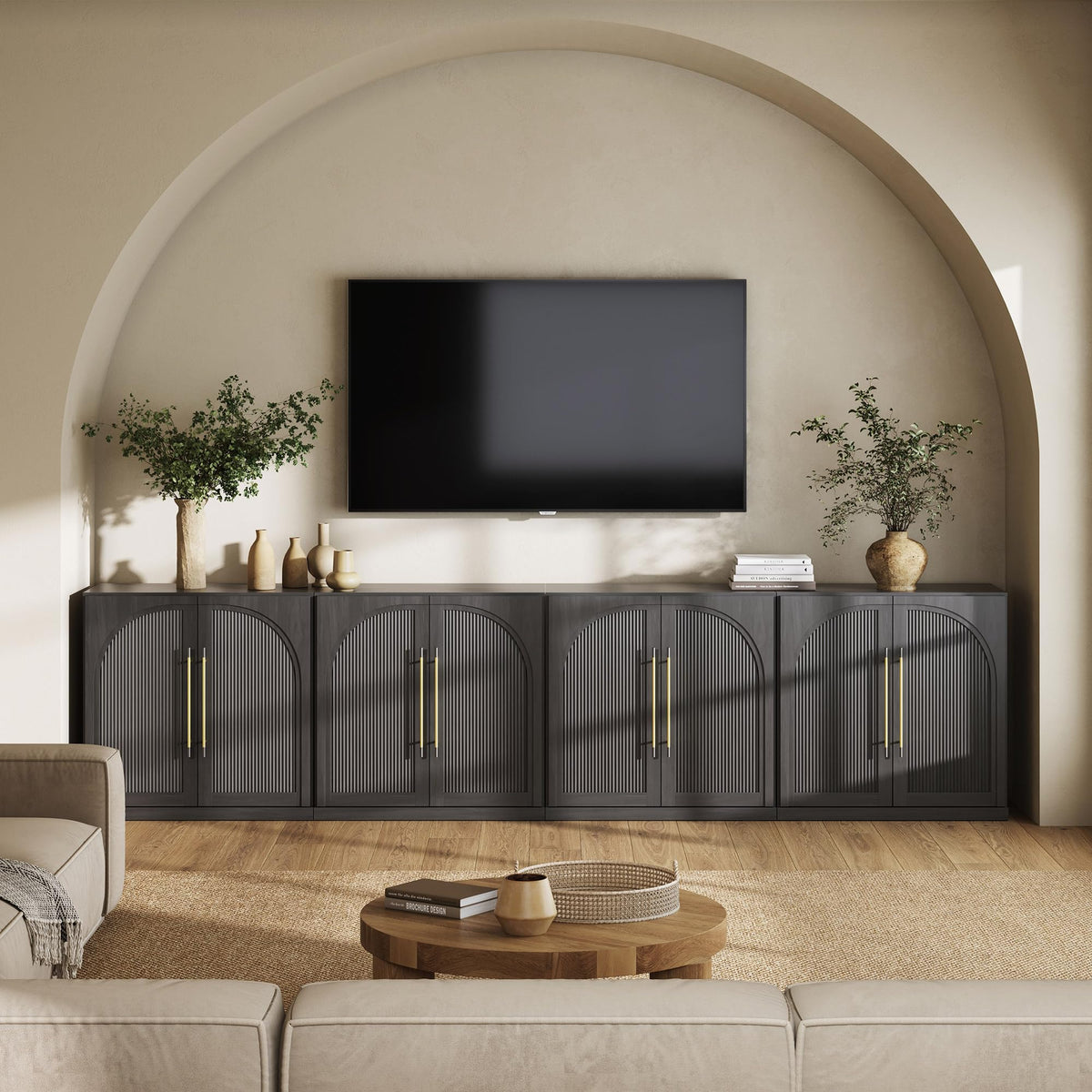 65-Inch Fluted Buffet Cabinet