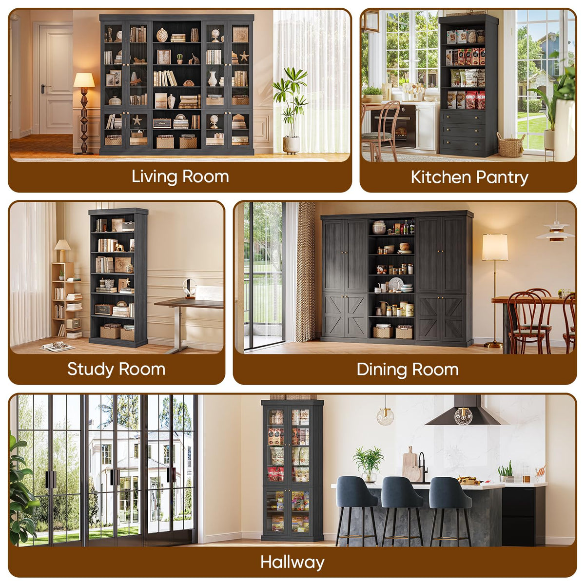 Farmhouse Glass-Door Bookcase