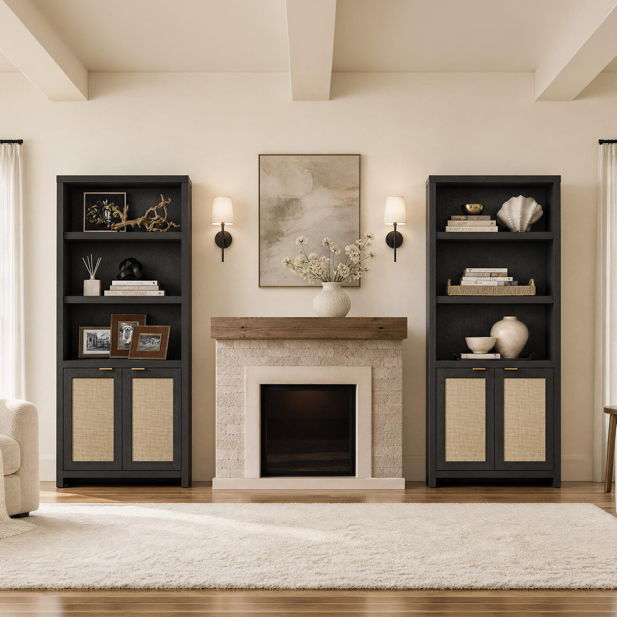 5-Tier Rattan Door Bookcase