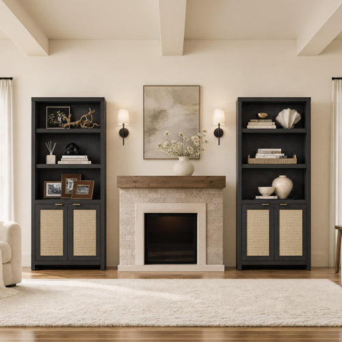 5-Tier Rattan Door Bookcase