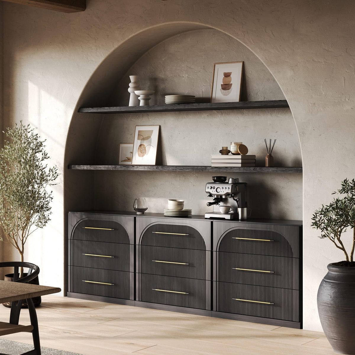 65-Inch Fluted Buffet Cabinet