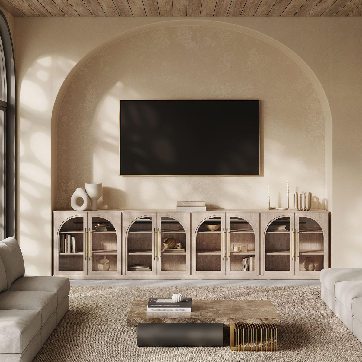 65-Inch Fluted Buffet Cabinet