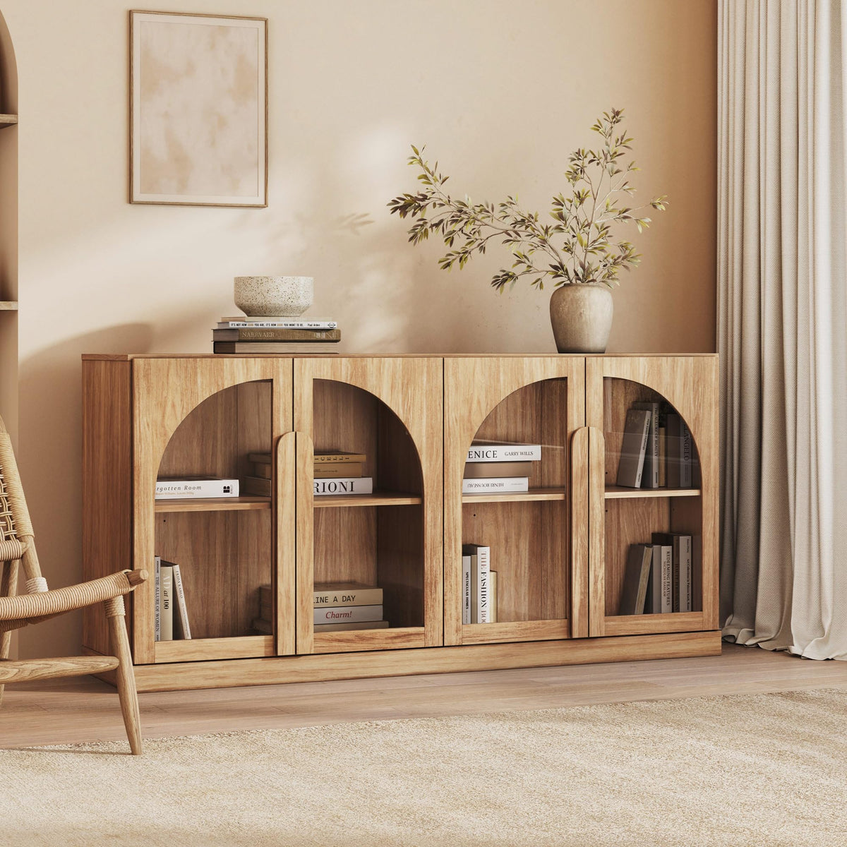 65-Inch Fluted Buffet Cabinet