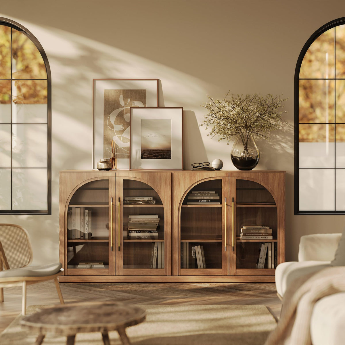 65-Inch Fluted Buffet Cabinet