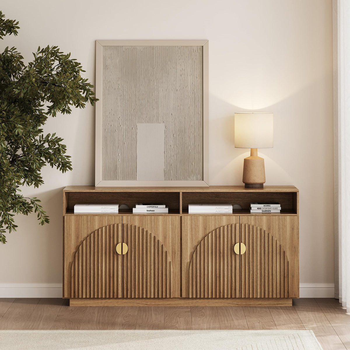 65-Inch Fluted Buffet Cabinet