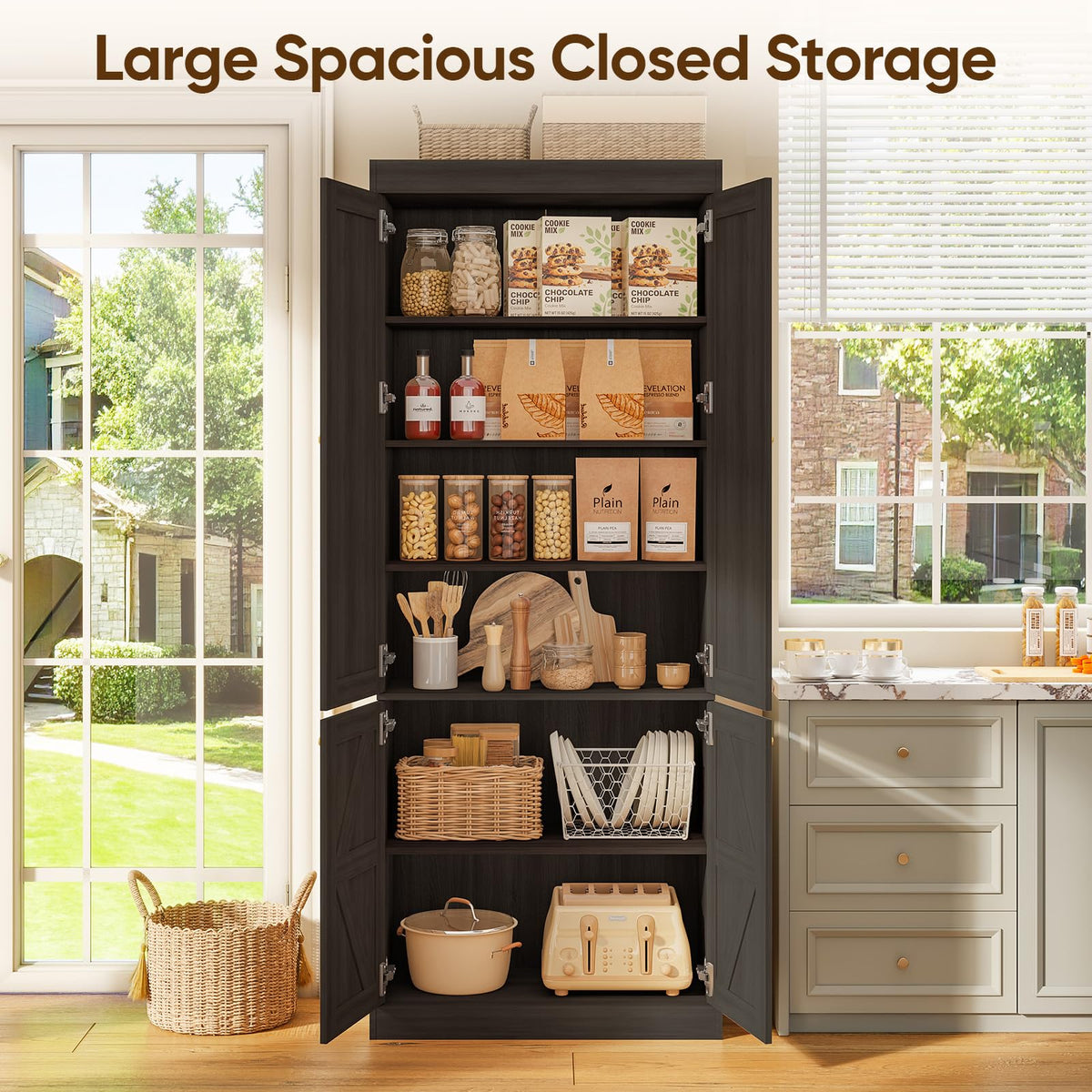70.8-Inch Glass-Door Bookcase