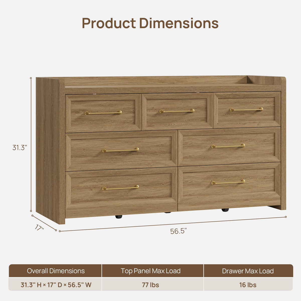 Wide 7-Drawer Bedroom Dresser