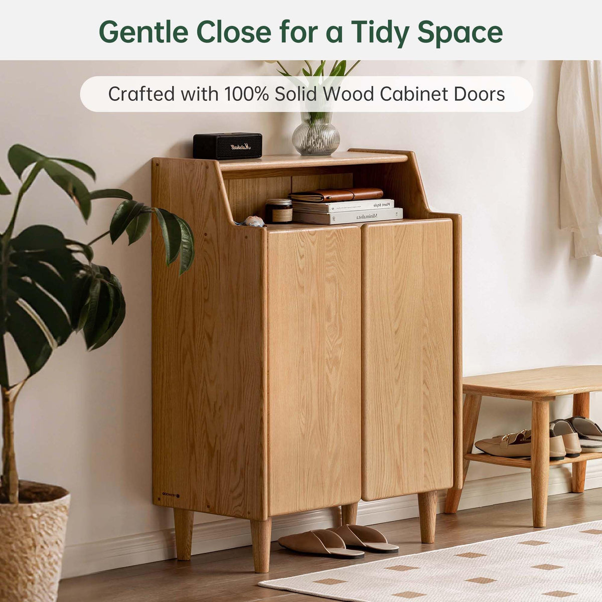 Solid Wood Adjustable Shoe Cabinet