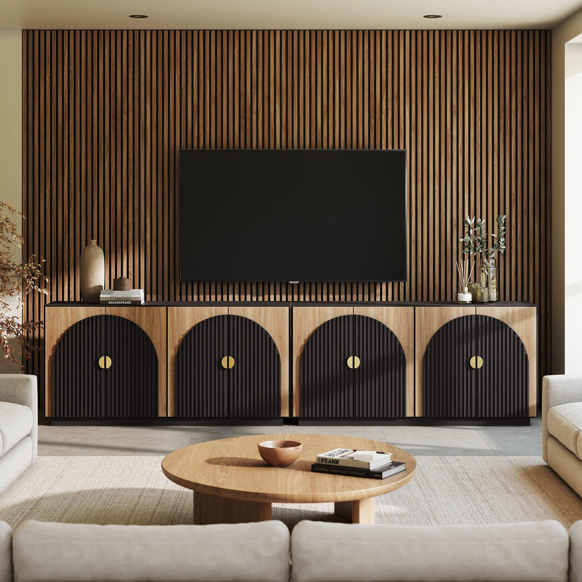 65-Inch Fluted Buffet Cabinet