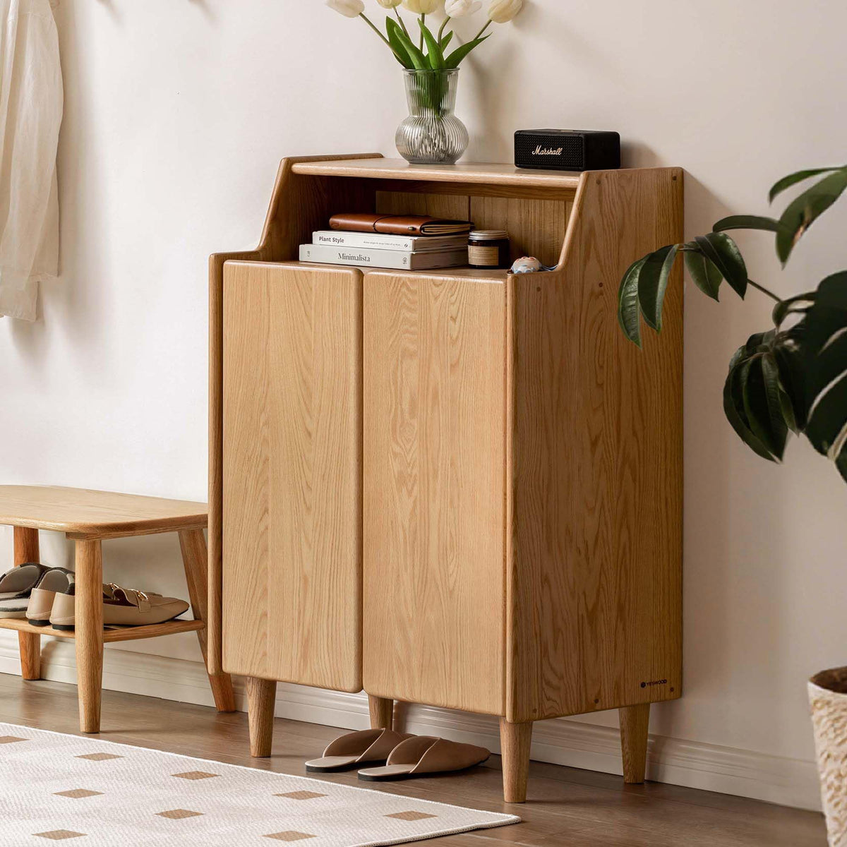 Solid Wood Adjustable Shoe Cabinet