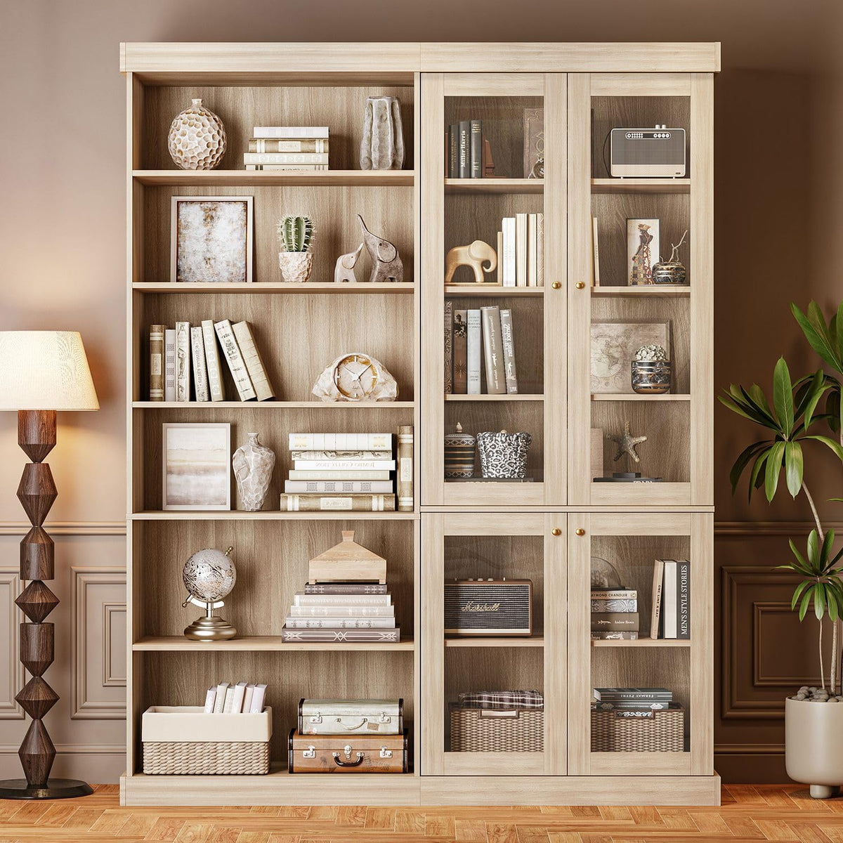 Farmhouse Glass-Door Bookcase