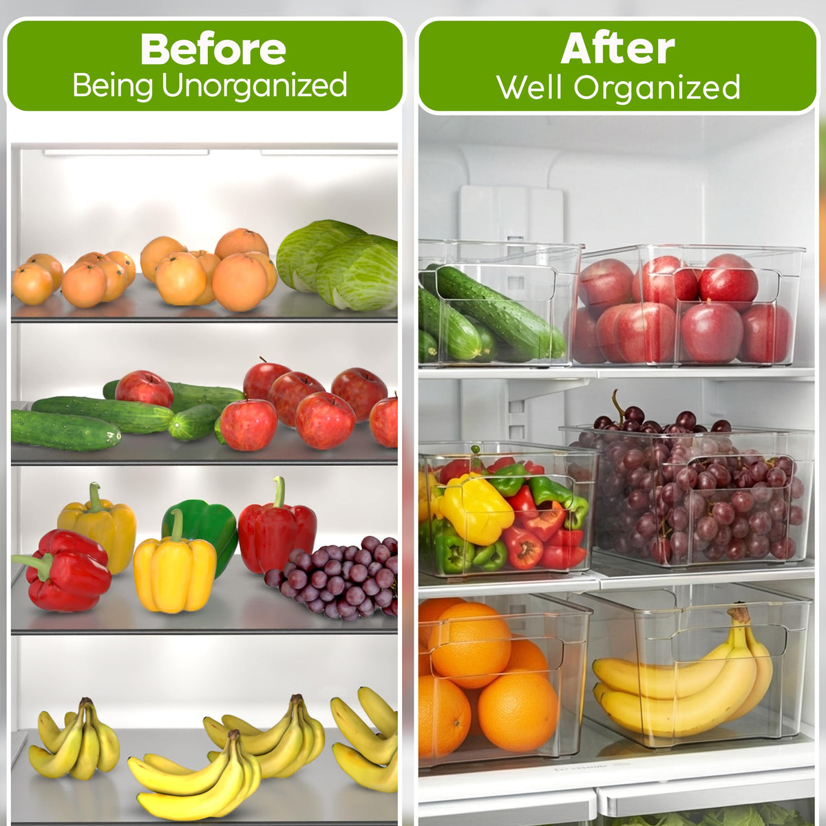 8-Pack Refrigerator Organizer Bins