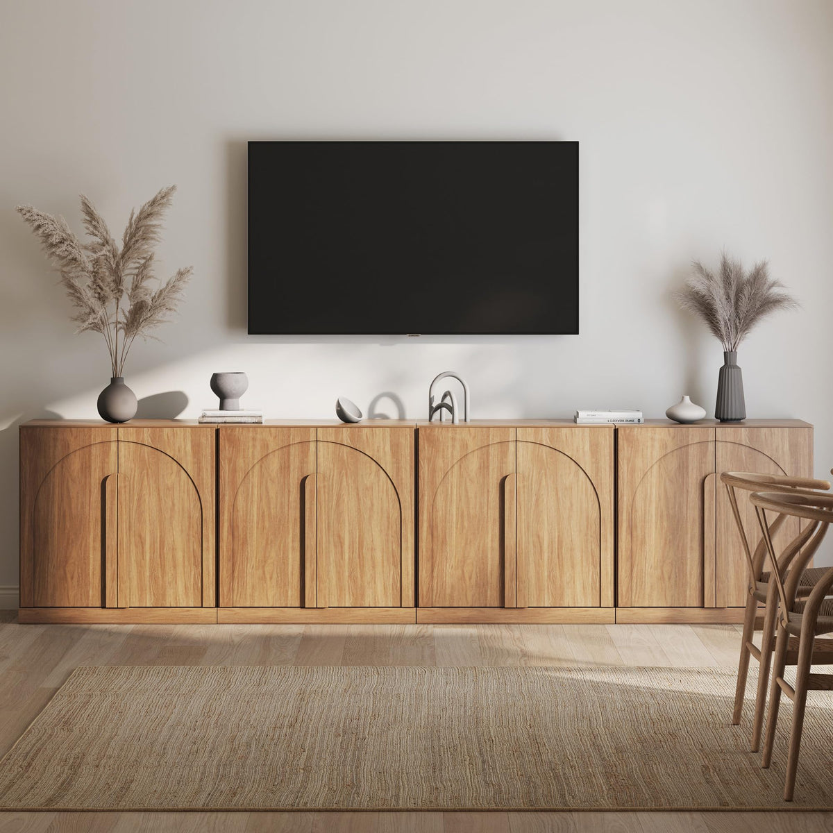 65-Inch Fluted Buffet Cabinet