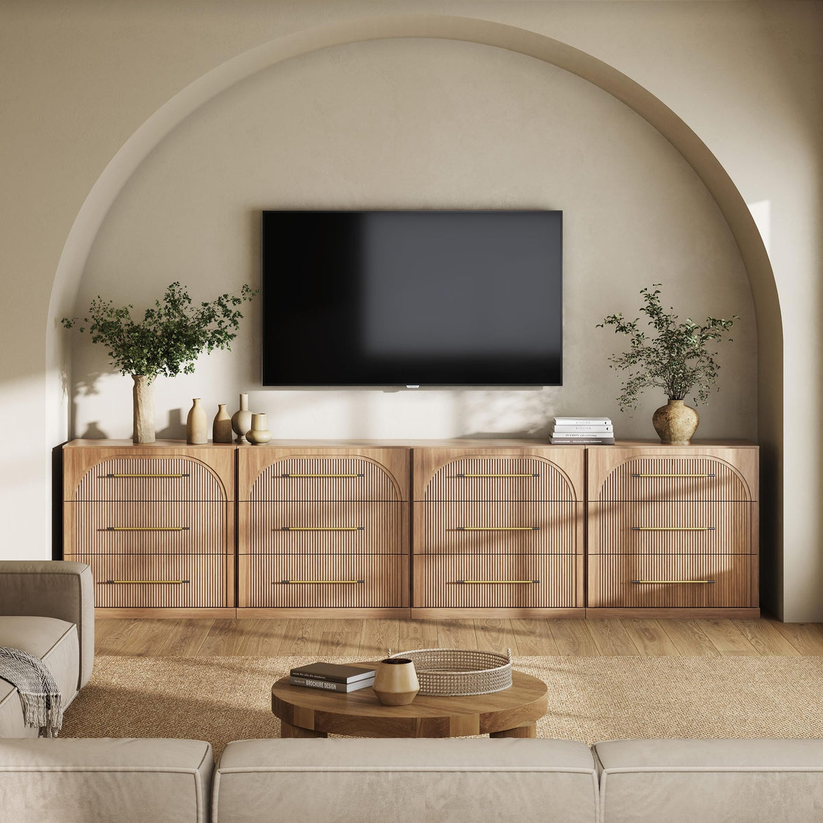 65-Inch Fluted Buffet Cabinet