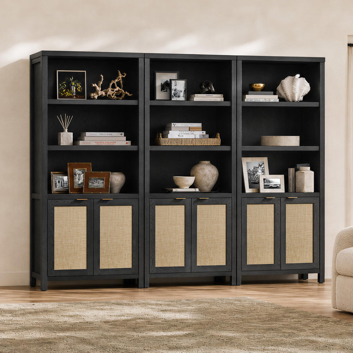 5-Tier Rattan Door Bookcase