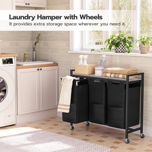 3-Section Rolling Laundry Sorter