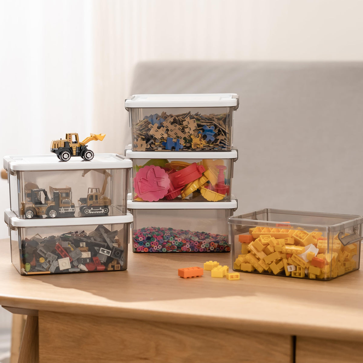 Stackable Small Storage Bins with Lids
