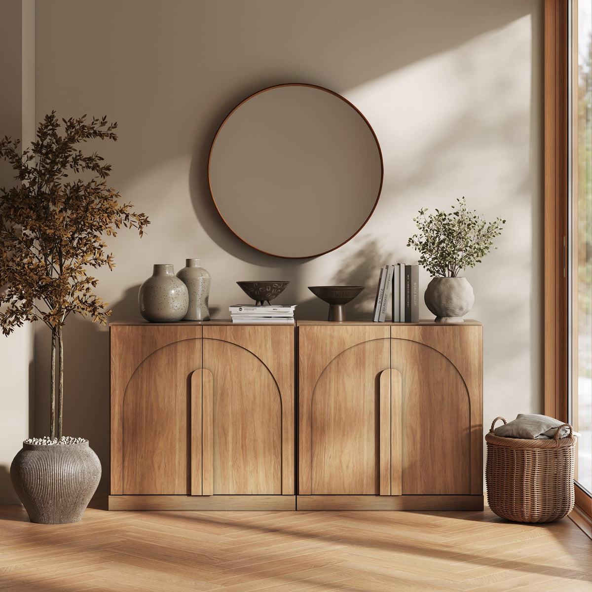 65-Inch Fluted Buffet Cabinet