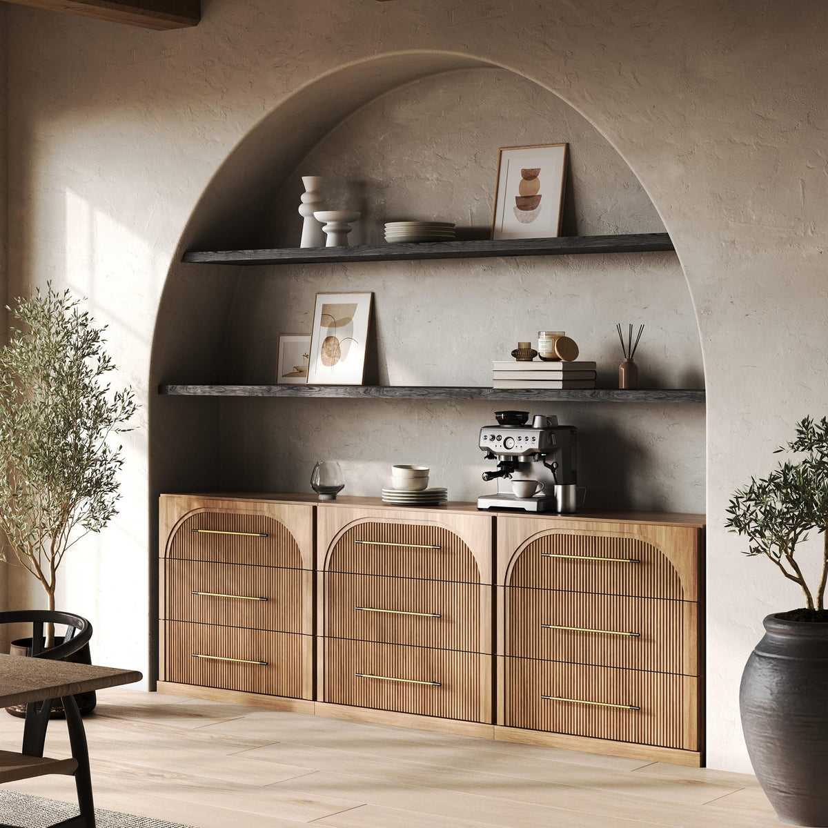 65-Inch Fluted Buffet Cabinet