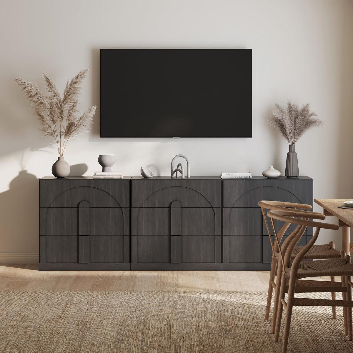 65-Inch Fluted Buffet Cabinet