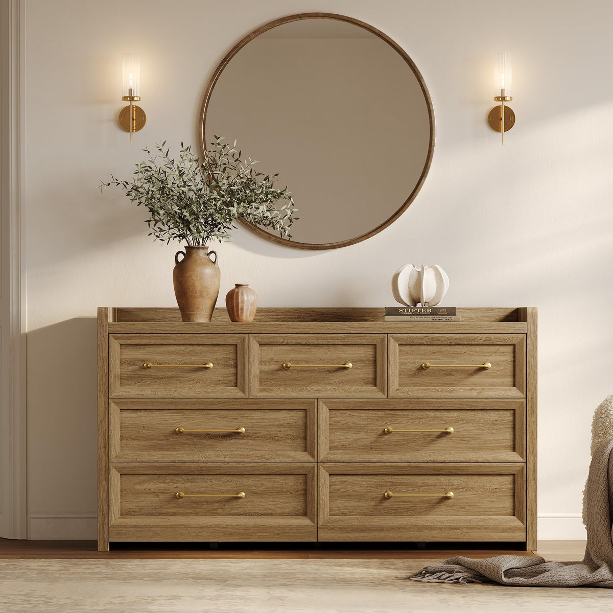 Wide 7-Drawer Bedroom Dresser