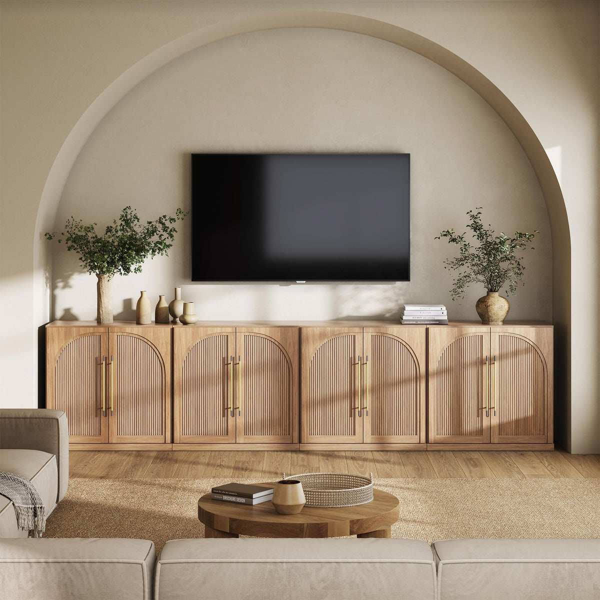 65-Inch Fluted Buffet Cabinet